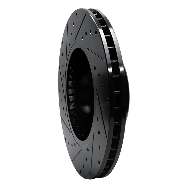 BMW 650I Convertible Brake Rotor (1) - Front Right - R1 Concepts - Drilled & Slotted - Black - `04-`10